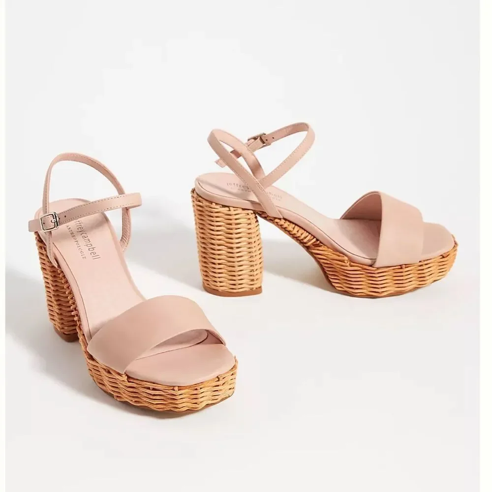 Anthropologie x Jeffrey Campbell Platform Pink Leather Basket Heels US 10